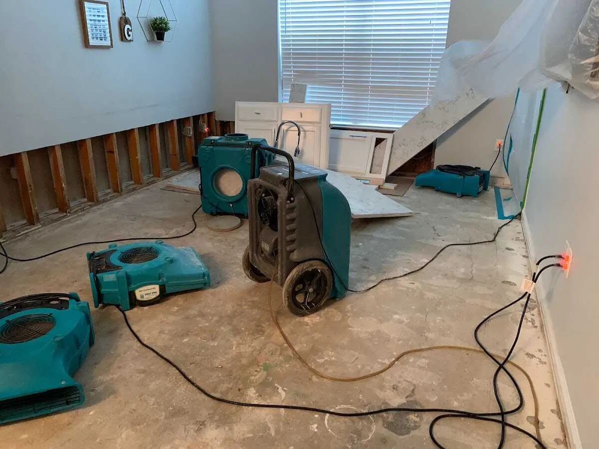 Dehumidifier in flood-cut room for Water Extraction & Removal in Old Lyme